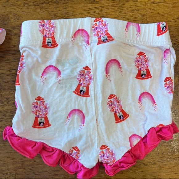 Free Birdees pink bumble gum heart ruffle two piece bamboo outfit size 3T - Picture 5 of 7